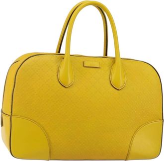 Gucci Bright Top Handle Bag Diamante Leather Yellow Leather Bag (Pre-Owned)