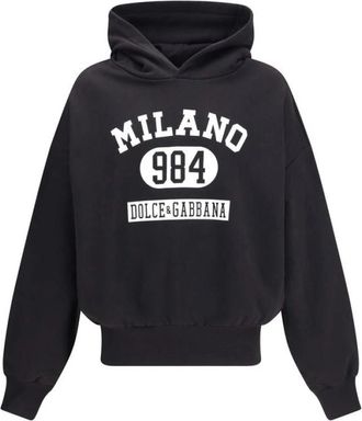 Dolce & Gabbana Katoenen Hoodie met print - Heren - Hoodies - Zwart - S - Katoen - Hoodies & sweatvesten