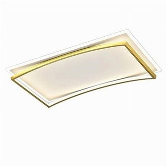 Trade Shop Trade Shop Traesio - Plafoniera Led 108w Rettangolare Bianco Oro Moderno Da Soffitto Luce Fredda 71547