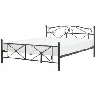 Beliani Beliani - Letto Retr&oacute; in Metallo Nero con Rete a Doghe 160 x 200 cm Rodez