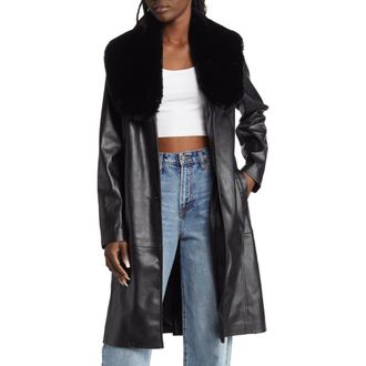 Blank NYC Faux Fur Shawl Collar Trench Coat in In The Moment at Nordstrom, Size Medium