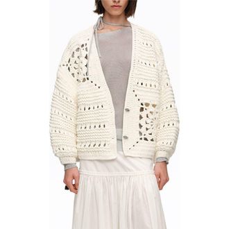 Bimba & Lola Crochet Balloon-Fit Cardigan in White at Nordstrom, Size X-Small