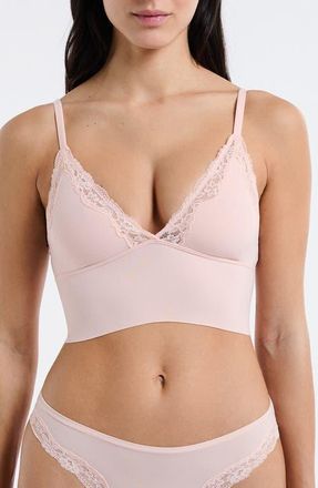 Etam Lace Trim Triangle Longline Bralette in Powder Pink at Nordstrom, Size X-Large