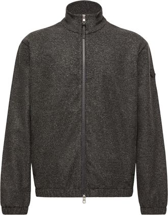 Moncler Moncler Leather Logo Zip-up Cardigan, Men, Grey, Size: 3xl