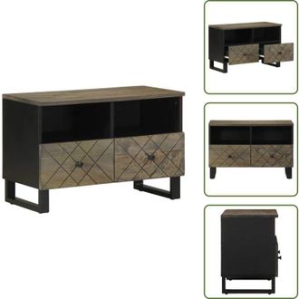 vidaXL The Living Store Mobile Porta TV Nero 70x33x46 cm in Legno Massello di Mango - Mobile TV nero