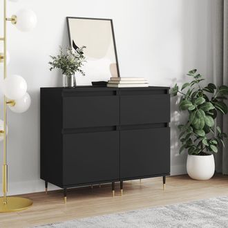 Berkfield Home Sideboards 2 pcs Black 40x35x70 cm Engineered Wood | Size: 40 x 35 x 70 cm