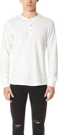 Rag & Bone Rag & Bone Standard Issue Mens Basic Henley Solid White Long Sleeve