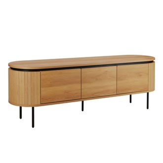 Oviala Mueble de tv rectangular con 2 puertas l160 cm efecto madera clara