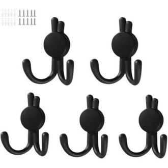 OEM Perchero De Pared De 5 Piezas, Estilo Retro, De Acero Inoxidable Con Ganchos Dobles Y Tornillos, Ideal Para Guardar Sombreros, Toallas Y Albornoces En