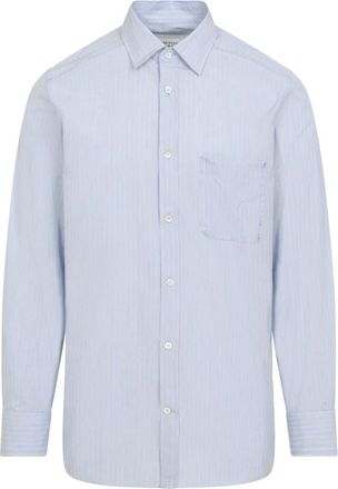 Maison Margiela Gestreept katoenen overhemd - Heren - Casual Overhemden - Blauw - L - Katoen - Overhemden