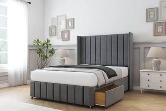 Comfort Beds Serena Coniston Divan Base 2 Drawers - 54 Wingback-Footboard in Dark Grey | Size: Small Double