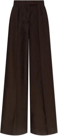 Max Mara Sequoia Wide-Leg Broek - Dames - Wijde Broeken - Bruin - S - Linnen - Broeken