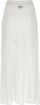 Ganni Shiny Pointelle Knit Skirt - White