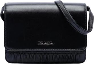 Prada Pre-owned Gathered Nappa Crossbody Bag - Dames - Vintage Schoudertas - Zwart - ONE Size - Leer - Vintage
