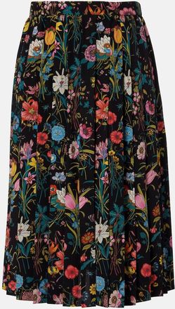Gucci Pleated floral silk midi skirt