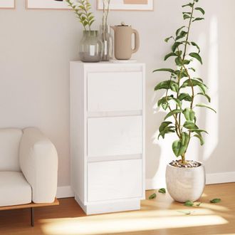 vidaXL Aparador De Madera Maciza De Pino Blanco 32x34x75 Cm Vidaxl
