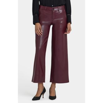NYDJ Faux Leather Wide Leg Ankle Pants in Tavern at Nordstrom Rack, Size 12
