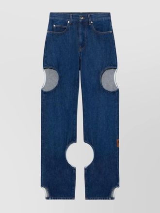 Off-white denim straight-leg trousers