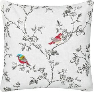 Beliani Beliani - Coj&iacute;n De Algod&oacute;n Bordado P&aacute;jaros 45 X 45 Cm Blanco Dillenia