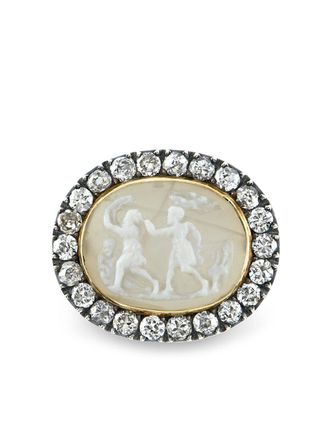 Pragnell 1714-1830 18kt yellow gold Georgian agate cameo diamond ring