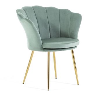 Siediti Fuori e Dentro Sill&oacute;n concha terciopelo verde patas oro
