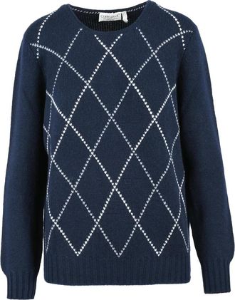 Corte di Kel Pullover Girocollo - Dames - Cashmere truien - Blauw - S - Kasjmier - Truien & Vesten