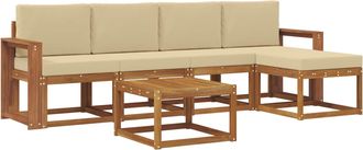 vidaXL Conjunto De Sof&aacute;s De Exterior 6 Uds. Natural Y Beige Vidaxl