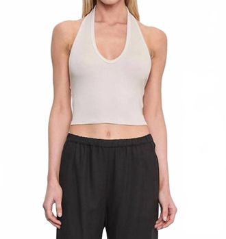 Enza Costa Cotton Rib U Halter Top In Champagne