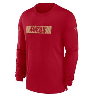 Nike San Francisco 49ers Sideline Player Team Issue Mens Nike Mens Dri-FIT Long-Sleeve Top in Red | 02FE6DL73-B73