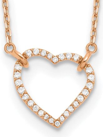 Diamond2Deal 14k Gold 1/5 Ct Lab Grown Diamond Heart Pendant Necklace 18 Clarity VS, Color D-E
