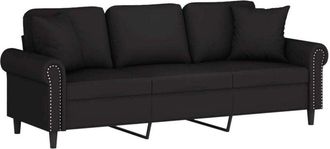 vidaXL Vidaxl - Divano a 3 Posti con Cuscini Nero 180 cm in Velluto