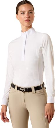 Ariat Womens Breathe Show Shirt Long Sleeve in White, Size 2X-Small, by Ariat