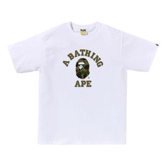 A Bathing Ape BAPE 1st Camo College T-Shirt White Green 1M30-110-013-WHTGRN