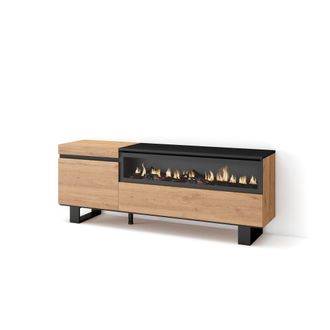Skraut Home Skraut Home - Mueble Tv, Televisi&oacute;n, Muebles De Sal&oacute;n, Almacenaje, 150x57x35cm, Para Tv Hasta 65, Chimenea El&eacute;ctrica, Dise&ntilde;o Industrial, Estilo Modern