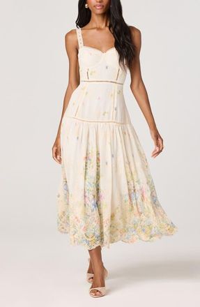 ASTR the Label Pellagia Eyelet Maxi Dress in Cream Multi Floral at Nordstrom, Size X-Small