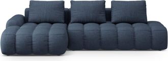 Cosmopolitan Design Sof&aacute; cama esquinero con ba&uacute;l 3 plazas tejido estructural azul oscuro