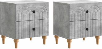 vidaXL Armario De Noche 2 Uds. Gris Hormig&oacute;n 43 X 34,5 X 48 Cm Vidaxl