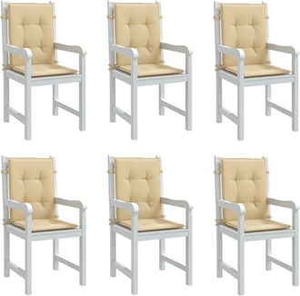 vidaXL Vidaxl - Cojines Silla Respaldo Bajo 6 Ud Tela Beige Melange 100x50x4 Cm