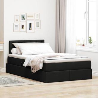 vidaXL vidaXL Letto con contenitore e LED con led Nero 120 x 190 cm Tessuto
