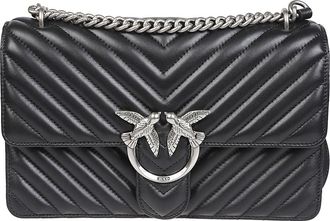 Pinko Classic Love Bag One Chevron - Dames - Schoudertassen - Zwart - ONE Size - Katoen - Tassen