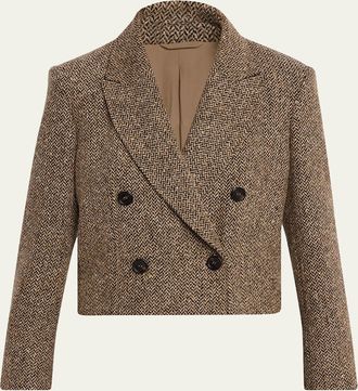 Brunello Cucinelli Sparkling Wool Herringbone Blazer