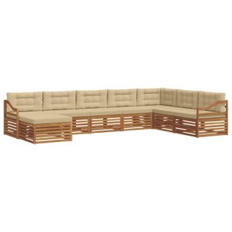 vidaXL Conjunto De Sof&aacute;s De Exterior Con Coj&iacute;n 8 Pcs Natural Y Beige Vidaxl