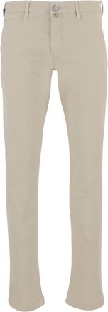 Jacob Cohen Ivory Stretch Cotton-Blend Slim Pants