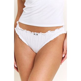 Honeydew Intimates Dolly Lettuce Edge Rib Bikini Briefs in White at Nordstrom, Size X-Large