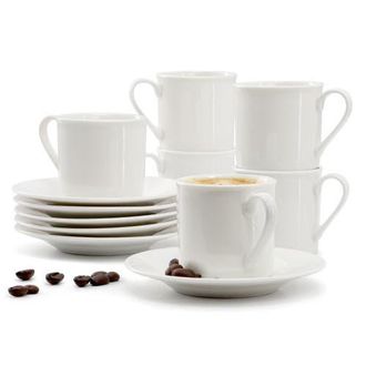 Elama Aspin 12 Piece 2.5 Ounce Porcelain Espresso Cup Set with Saucers in White at Nordstrom