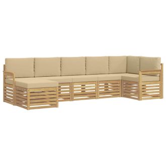vidaXL Conjunto De Sof&aacute;s De Exterior 6 Pcs Blanco Y Beige Vidaxl