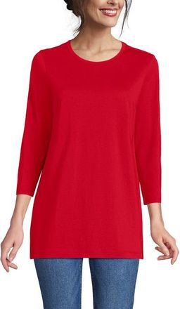 Lands End 3/4 Sleeve Cotton Supima Tunic in Compass Red at Nordstrom, Size X-Small P