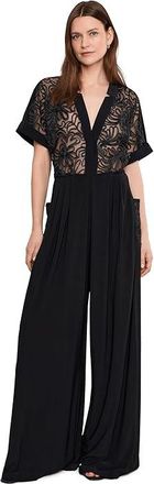 Norma Kamali Geralyn Short Sleeve Jumpsuit Womens Jumpsuit & Rompers One Piece Black : 2XS (Womens 0), Elastane/Polyester