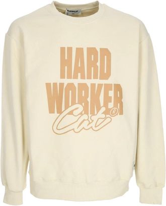 CAT Lichtgewicht Crewneck Sweatshirt Werknemer Biscuits - Heren - Sweatshirts - Beige - L - Katoen - Hoodies & sweatvesten