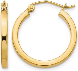 Diamond2Deal 14k Gold 2mm Square Shape Tube Hoop Earrings